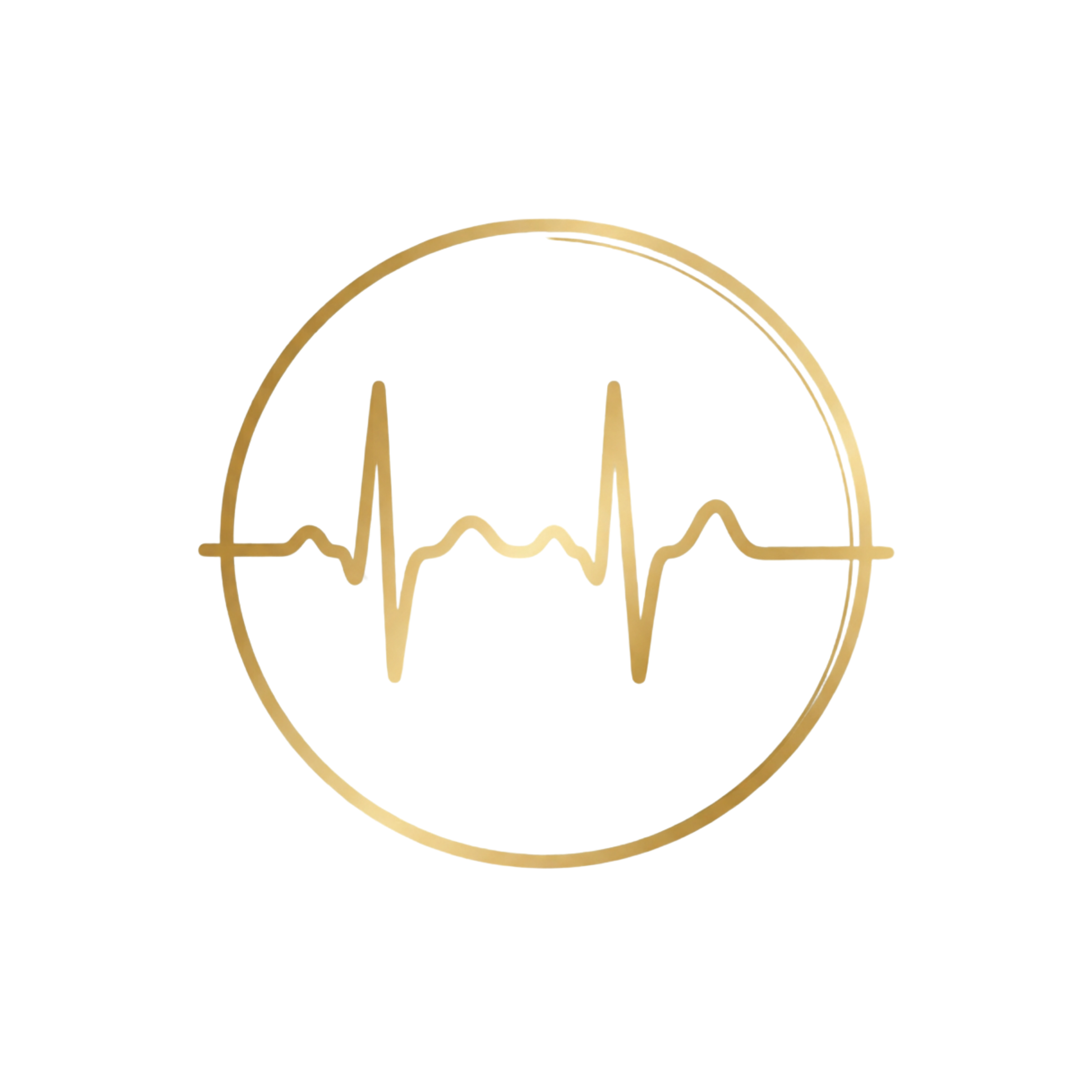 ein Goldener Kreis mit einer HERZRATENKURVE INNEN SYMBOLISIERT Gesundheit