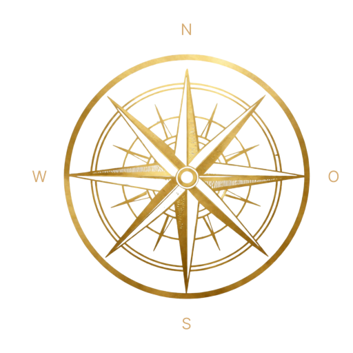 Kompass mit Himmelsrichtungen - windrose - symbol für Orientierung, Ausrichtung, Navigierung,, den eigenen Weg finden und gehen